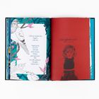 Links Text: „Gib sie wieder her, Vogel!“, rufe ich ... „Ich gebe keines her.“ Rechts: „Sie gehört mir!“ Illustration eines Mädchens.