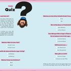Quiz mit Fragen zu Wein und Geografie, Überschrift: "Curlys Quiz." Bild eines Mannes mit Brille und Mütze. 