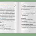 Mein 4D-Gesundheitsjournal: Anleitung zum Morgen- und Abendjournal. Enthält Fragen zur Dankbarkeit, Fokus und Lernen. Textelemente zur Reflektion.