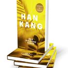 Buchcover mit Text: "HAN KANG", "DER GOLDENE FADEN", "CLAASSEN". Gelbes Design mit Blattmotiv und Nobelpreis-Hinweis.
