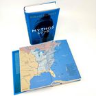 Der Text auf dem Buchdeckel lautet: "MYTHOS 1776" von Hiram Kümper. Darunter eine geöffnete Landkarte Amerikas.