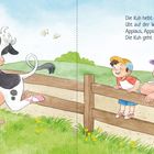 Ein Gedicht über eine Kuh-Ballerina, die tanzt. Ein Kind und ein Mann sehen zu, während die Kuh ballettiert.