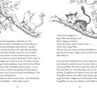 Seiten 14-15. Zwei Katzen auf Baumzweigen, eine Katze fällt fast. Text über eine Diskussion zwischen Cosmo und Ebba.