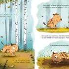 Text: „Hallo, Bäume, schaut ...“, „Lieber Wind! ...“, „Puste doch mal ...“, „Da weht ein ...“, „Dann kommt sie ...“, „Ja, Wilda ...“. Illustration: Ein Frischling spielt im Wald.