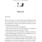 1 - Leck mich, Cowboy; MOLLIE; September. Text erzählt von Cowboys, Hitze und Staub. Illustration von Cowboy-Stiefeln.