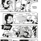 Comic mit Kampfgeräuschen: "BAKOOM", "BAUERN-PUNCH!!", "SPUCK!", "WAPP!", "TURBOOO!", "GADUNK". Zwei Figuren kämpfen.