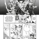 Drei Mädchen mit Schwertern stehen bereit. Text: "Ist das jetzt ein Feind?" und "Tja, er sieht zwar schon mal menschlich aus..."