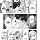 Ein Manga mit Dialogen zwischen zwei Personen. Eine Frau trägt einen gestreiften Pullover, ein Junge wirkt nervös.