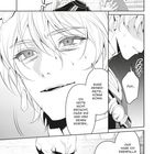 Ein Manga mit einer Unterhaltung zwischen zwei Figuren, eine mit langen Haaren, die andere hat ein skelettartiges Gesicht.