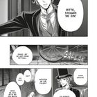 In einem Manga spricht ein eleganter Mann im Zylinder mit einer Person. Texte: „Bitte, steigen Sie ein!“, „Danke, Sir!“