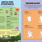 **Bastle eine Steinfamilie:** Anleitung zur Erstellung und Gestaltung einer Steinfamilie. **Zeichne Bluey:** Schritt-für-Schritt-Zeichnen.