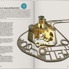 Texte: "DUNKLE MAUERMASSE", "Baedeker Wissen", "Mittelturm", "Ecktürme", "Innenhof", "Wehrmauern". Illustration: Burg mit Nummerierung.