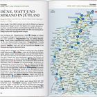 **TOUREN DÜNE, WATT UND STRAND IN JÜTLAND** Überschrift einer Reiseführerseite mit Text, der eine Tour durch Jütland beschreibt, sowie eine Karte.