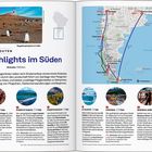 "Highlights im Süden", Dauer: 7 Tage, Strecke: 7200 km. Reiserouten durch Chile und Argentinien. Enthält eine Karte.