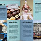 **Mitmachspaß**

**Lecker Schmecker:** Genieße Schokolade im interaktiven Museum Choco-Story in Paris.

**Spielzeugparadies:** Im Musée du Jouet in Moirans-en-Montagne.

**Lass den Motor an:** Besuch das Musée National de l'Automobile in Mulhouse.

**Auf geht’s, ihr Landratten!**: Entdecke das Schiff Étoile du Roy in Saint-Malo.

Bilder: ein blauer Oldtimer, Pralinen, eine Puppe, ein Segelschiff.