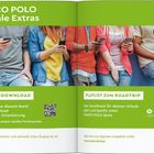 "MARCO POLO Digitale Extras", grüne Banner mit Texten über Touren-Download und Playlist. Menschen halten Smartphones.
