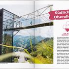 "Südliches Oberallgäu", Karte und Text zu Alpen-Region. Linke Seite zeigt Panoramaweg an einem Turm über grüner Berglandschaft.