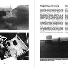 Überschrift: "Tragschlepperprobung". Bilder zeigen Raketenstart, Cockpit-Attrappe und Flugzeug auf Startwagen.