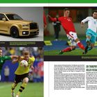 Marko Arnautovic im Spiel gegen die Türkei 2008. Oben links ein goldener Rolls-Royce. Unten sind Fußballspieler im Zweikampf.