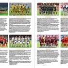 Texte: Gruppe A: Mexiko, Südafrika, Südkorea, Tschechien. Gruppe B: Kanada, Bosnien und Herzegowina, Katar, Schweiz. Jede Gruppe zeigt Teamfotos mit Spielern in Fußballkleidung.