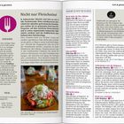 1. Nicht nur Fleischeslust
2. FOODTOUREN
3. PREISE
4. So beginnt ein guter Tag in Sofia
5. Frühstück
6. Frühstücken wie die Bulgaren

Text in deutscher Sprache beschreibt kulinarische Erlebnisse in Sofia. Links oben: Piktogramm mit Messer und Gabel. Darunter: Infos zu Foodtouren und Preisangaben. Bild unten: Schüssel mit Shopska-Salat.