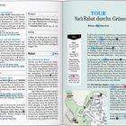 Seite 136 und 137, zentrales Thema: "TOUR Nach Rabat durchs Grüne". Enthält Restaurant- und Einkaufstipps, historische Infos.