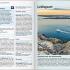 Texte: Winterpaddeln, Schlafen, Essen, Luxus auf der Heringsinsel, Kanu- und Kajakverleih. Bild: Küstenlandschaft mit Boot.