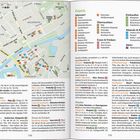 Es handelt sich um eine Doppelseite eines Reiseführers über Klaipėda. Links eine Karte, rechts Text zu Sehenswürdigkeiten, Übernachtungen, Essen und Aktivitäten.