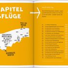 „2. Kapitel Ausflüge“. Rechts stehen Ausflugsziele mit Seitenzahlen. Links eine Karte mit Titeln und Nummern.