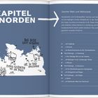 1. KAPITEL IM NORDEN. Zwischen Watt und Weltstadt. Karte mit Motiven und Ortsnamen. Liste mit Zielen und Seitenzahlen.
