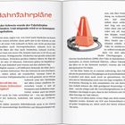 Bahnfahrpläne. In der Schweiz wurde der Taktfahrplan erfunden. Illustration einer roten Pyramide mit Zug.