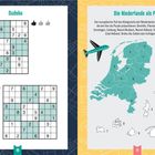 Sudoku Rätsel und Puzzle der Niederlande. Sudoku-Rätsel links; rechts Puzzle mit Provinzen der Niederlande mit Flugzeug.
