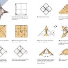 Stern, Schwierigkeitsgrad: zwei Sterne, Größe: 14,5 cm. Origami-Anleitung mit nummerierten Schritten und Diagrammen.
