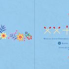 Kapitel 2. Streichholzrätsel: XX + IIII = XVI. Florale Illustration mit Schmetterling auf blauem Hintergrund.