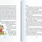 Seite 138. Illustration eines Storchs und einer Person in einem roten Flugzeug bei Nacht, vor einem großen Vollmond.