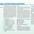 "Übernachtungs- und Serviceverzeichnis" oben. Kategorien wie Hotel, Hostel. Preise, Kennzeichnung, Radwerkstätten erwähnt.