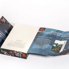 "Willkommen in der SOCIETY OF VILLAINS!" Text auf gefaltetem Papier mit rosenverzierten Illustrationen und Buchcoverabbildung.