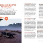 UM DIE OLDENDORFER TOTENSTATT, Entlang des Sagenhaften Hünenwegs. Bild zeigt Megalithgrab im Nebel mit Bäumen.