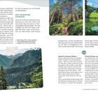 KÜHL-ERFRISCHENDE FUSSFREUDEN, Impulse für achtsames Wandern. Zwei Fotos: Waldweg und Teichlandschaft. Panoramablick auf Berge.