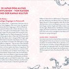 Text: "IN JAPAN DEM ALLTAG ENTFLEIHEN – VON KATZEN UND DER KAWAII-KULTUR". 

Illustration: Koi-Fische und Pflanzen im Hintergrund. 