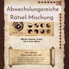 "Abwechslungsreiche Rätsel-Mischung" steht oben. Darunter Kreis-Skizzen, die ein Codewort verbergen. Eine Warnung an Lehrlinge.