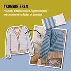 #KOMBINIEREN: Praktische Wickelkarten zum Zusammenstellen und Kombinieren von Farben als Download. Strickjacken-Illustration.
