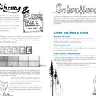 Links steht „Strichführung & Druck“, rechts „Schraffuren“. 
Tipps und Illustrationen zu Zeichen- und Schraffiertechniken.