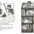 „Monsterando, Edgar am Apparat! Ist das der Grusel-Partyservice?“ Illustration zeigt Edgar am Telefon, ein Haus im Querschnitt.