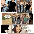 Comic-Stil: Zwei Jugendliche in einem Schulflur. Einer ist nervös, der andere spricht beruhigend. Text: "Mann, Ronnie!", "Warum bist du so nervös?".