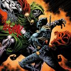 Illustration. Texte: "…uns dem zu stellen" und "Doomstadt Anno Doom +128". Zwei Figuren kämpfen, eine in grün, die andere in schwarz.