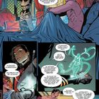 Illustration mit Dialogen: Zwei Figuren in einem Raum, eine zieht sich an. Gespräch über Zukunft, Alarmsignal und Gefahr.