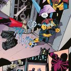 "DU?! SCHON WIEDER?" und "THWIPP" sind Sprechblasen und Soundeffekt. Zwei maskierte Figuren im Kampf vor einem Tresor.