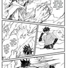 Eine Manga-Seite mit mehreren Panels. Ein junger Mann spricht von limitierenden Kräften und Kampftechniken. Dynamische Posen.