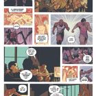 Eine Comic-Seite mit Szenen von zwei Männern, die im Fitnessstudio trainieren und Zuschauern, die sie kommentieren.